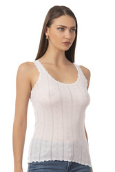 Özkan 23493 Kadın Transferli Ribana Esnek Yumuşak Kalın Askılı Atlet - Thumbnail