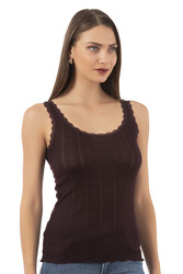 Özkan 23493 Kadın Transferli Ribana Esnek Yumuşak Kalın Askılı Atlet - Thumbnail