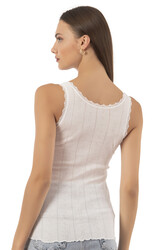 Özkan 23493 Kadın Transferli Ribana Esnek Yumuşak Kalın Askılı Atlet - Thumbnail