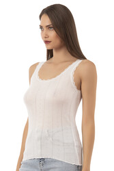 Özkan 23493 Kadın Transferli Ribana Esnek Yumuşak Kalın Askılı Atlet - Thumbnail