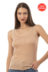 Özkan 23493 Kadın Transferli Ribana Esnek Yumuşak Kalın Askılı Atlet - Thumbnail