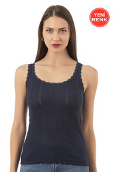 Özkan 23493 Kadın Transferli Ribana Esnek Yumuşak Kalın Askılı Atlet - Thumbnail