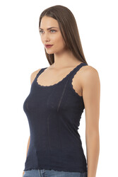 Özkan 23493 Kadın Transferli Ribana Esnek Yumuşak Kalın Askılı Atlet - Thumbnail