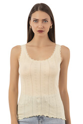 Özkan 23493 Kadın Transferli Ribana Esnek Yumuşak Kalın Askılı Atlet - Thumbnail