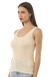 Özkan 23493 Kadın Transferli Ribana Esnek Yumuşak Kalın Askılı Atlet - Thumbnail