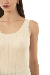 Özkan 23493 Kadın Transferli Ribana Esnek Yumuşak Kalın Askılı Atlet - Thumbnail