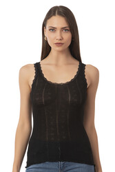 Özkan 23493 Kadın Transferli Ribana Esnek Yumuşak Kalın Askılı Atlet - Thumbnail