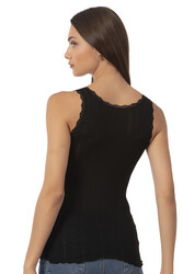 Özkan 23493 Kadın Transferli Ribana Esnek Yumuşak Kalın Askılı Atlet - Thumbnail