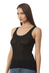 Özkan 23493 Kadın Transferli Ribana Esnek Yumuşak Kalın Askılı Atlet - Thumbnail