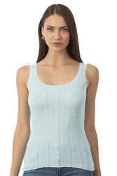 Özkan 23493 Kadın Transferli Ribana Esnek Yumuşak Kalın Askılı Atlet - Thumbnail