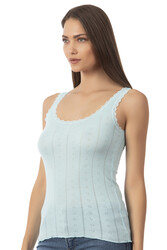 Özkan 23493 Kadın Transferli Ribana Esnek Yumuşak Kalın Askılı Atlet - Thumbnail