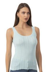 Özkan 23493 Kadın Transferli Ribana Esnek Yumuşak Kalın Askılı Atlet - Thumbnail