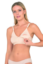 Kompedan 428 Kadın Pamuklu Esnek Rahat Balensiz Telsiz Dolgusuz Boş Kap Lohusa Emzirme Sütyeni - Thumbnail