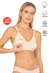 Kompedan 428 Kadın Pamuklu Esnek Rahat Balensiz Telsiz Dolgusuz Boş Kap Lohusa Emzirme Sütyeni - Thumbnail