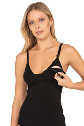 NBB 3050 Kadın Pamuklu İnce Askılı Boş Kap Desteksiz Balensiz Esnek Rahat Emzirme Atleti - Thumbnail