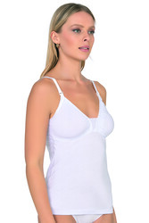 NBB 3050 Kadın Pamuklu İnce Askılı Boş Kap Desteksiz Balensiz Esnek Rahat Emzirme Atleti - Thumbnail