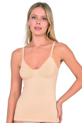 NBB 3050 Kadın Pamuklu İnce Askılı Boş Kap Desteksiz Balensiz Esnek Rahat Emzirme Atleti - 15