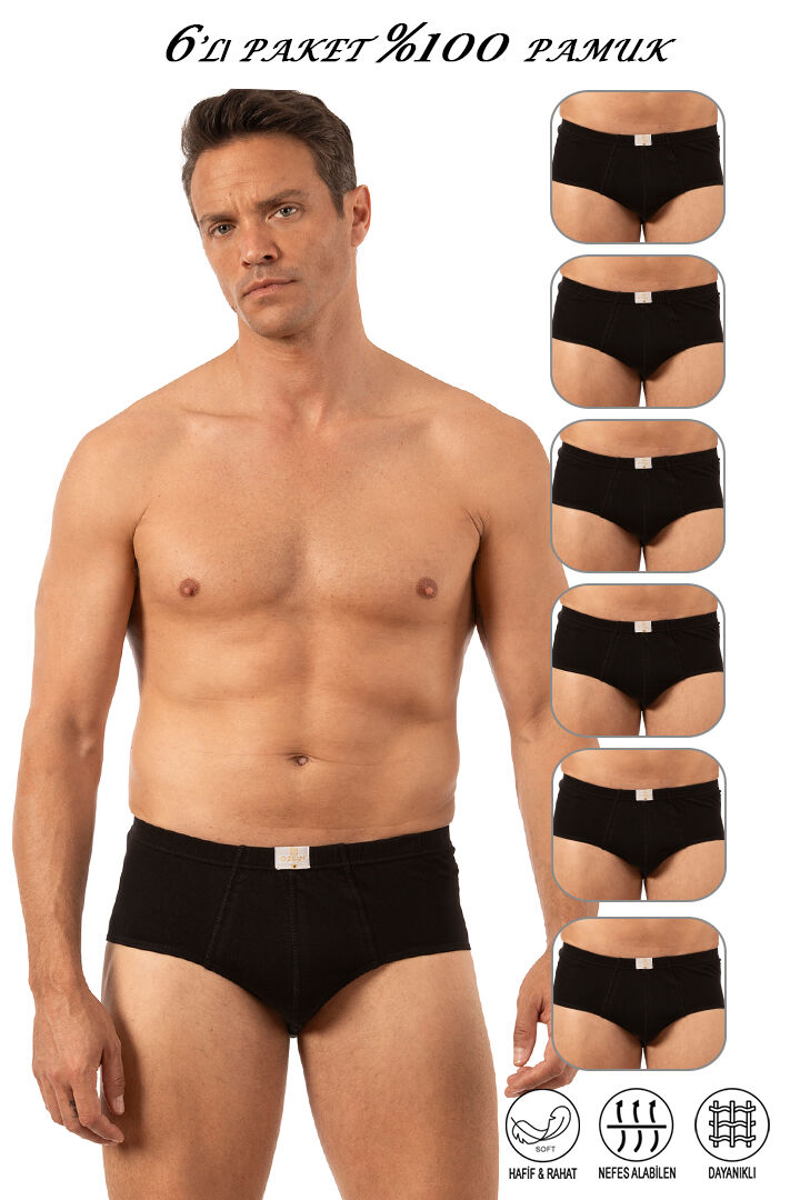 Özkan 0037 6'lı Paket Erkek %100 Pamuklu Penye Süprem Esnek Rahat Slip Külot