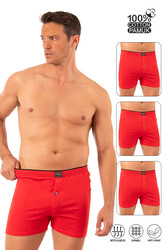 Özkan 0041 3'lü Paket Erkek %100 Pamuklu Şardonlu Klasik Rahat Kesim Havlu Bel Süprem Penye Boxer - Thumbnail