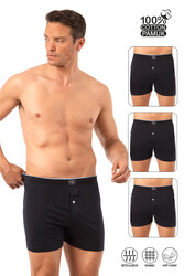 Özkan 0041 3'lü Paket Erkek %100 Pamuklu Şardonlu Klasik Rahat Kesim Havlu Bel Süprem Penye Boxer - Thumbnail