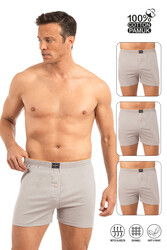 Özkan 0041 3'lü Paket Erkek %100 Pamuklu Şardonlu Klasik Rahat Kesim Havlu Bel Süprem Penye Boxer - Thumbnail