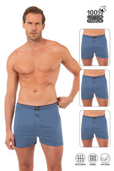 Özkan 0041 3'lü Paket Erkek %100 Pamuklu Şardonlu Klasik Rahat Kesim Havlu Bel Süprem Penye Boxer - Thumbnail