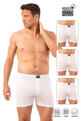 Özkan 0041 3'lü Paket Erkek %100 Pamuklu Şardonlu Klasik Rahat Kesim Havlu Bel Süprem Penye Boxer - Thumbnail
