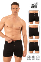 Özkan 0041 3'lü Paket Erkek %100 Pamuklu Şardonlu Klasik Rahat Kesim Havlu Bel Süprem Penye Boxer - Thumbnail