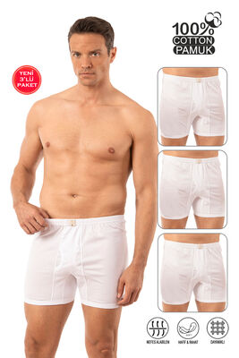 Özkan Underwear - Özkan 0043 3'lü Paket Erkek %100 Pamuklu Penye Süprem Kumaş Esnek Rahat Paçalı Don Boxer Külot