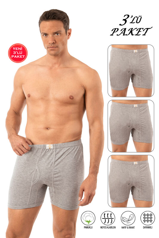 Özkan 0043 3'lü Paket Erkek %100 Pamuklu Penye Süprem Kumaş Esnek Rahat Paçalı Don Boxer Külot - 6