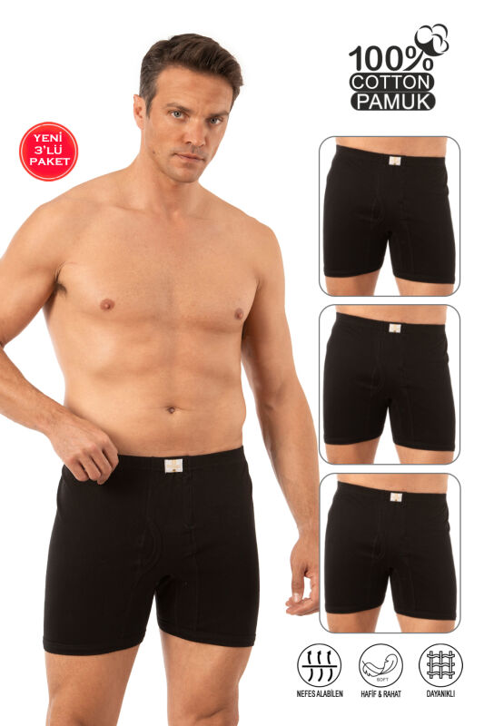 Özkan 0043 3'lü Paket Erkek %100 Pamuklu Penye Süprem Kumaş Esnek Rahat Paçalı Don Boxer Külot - 11