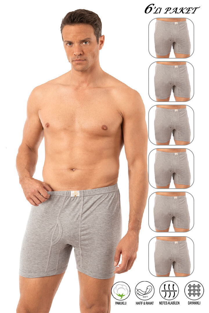 Özkan 0043 6'lı Paket Erkek %100 Pamuklu Penye Süprem Kumaş Esnek Rahat Torbalı Paçalı Don Boxer Külot