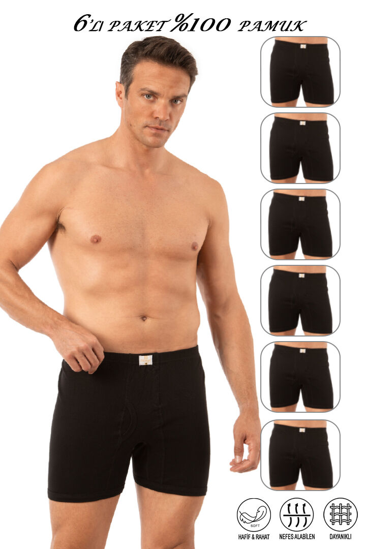 Özkan 0043 6'lı Paket Erkek %100 Pamuklu Penye Süprem Kumaş Esnek Rahat Torbalı Paçalı Don Boxer Külot