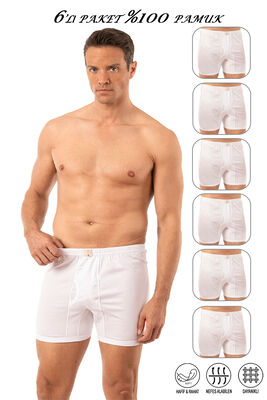 Özkan Underwear - Özkan 0043 6'lı Paket Erkek %100 Pamuklu Penye Süprem Kumaş Esnek Rahat Torbalı Paçalı Don Boxer Külot