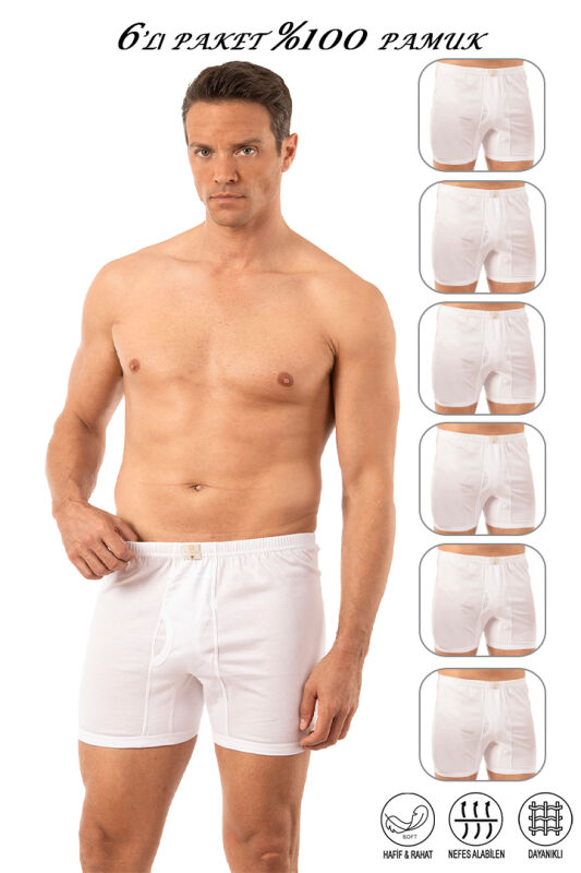 Özkan 0043 6'lı Paket Erkek %100 Pamuklu Penye Süprem Kumaş Esnek Rahat Torbalı Paçalı Don Boxer Külot - 1