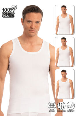 Özkan Underwear - Özkan 0050 3'lü Paket Erkek %100 Pamuklu Süprem Esnek Rahat Kalın Askılı Atlet