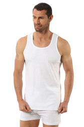 Özkan 0058 3'lü Paket Erkek %100 Pamuklu Ribana Esnek Rahat Sırtı Çapraz Sporcu Rambo Kalın Askılı Atlet - Thumbnail