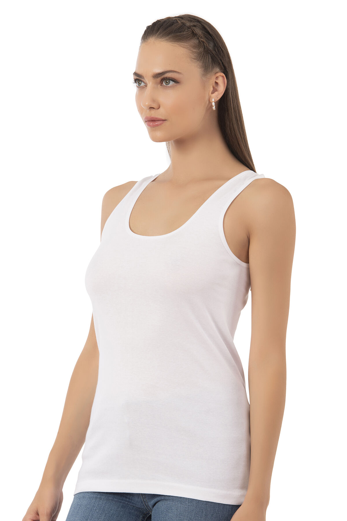 Özkan 0111 6'lı Paket Kadın %100 Pamuklu Ribana Esnek Rahat Biyeli Kalın Askılı Örme Atlet