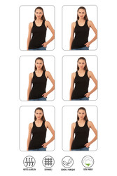 Özkan 0111 6'lı Paket Kadın %100 Pamuklu Ribana Esnek Rahat Biyeli Kalın Askılı Örme Atlet - Thumbnail