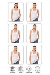 Özkan 0111 6'lı Paket Kadın %100 Pamuklu Ribana Esnek Rahat Biyeli Kalın Askılı Örme Atlet - Thumbnail