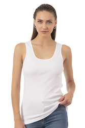 Özkan 0111 6'lı Paket Kadın %100 Pamuklu Ribana Esnek Rahat Biyeli Kalın Askılı Örme Atlet - Thumbnail