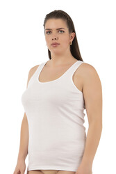 Özkan 0111-bb Kadın %100 Pamuklu Ribana Esnek Rahat Biyeli Kalın Askılı Büyük Beden Örme Atlet - Thumbnail