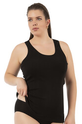 Özkan 0111-bb Kadın %100 Pamuklu Ribana Esnek Rahat Biyeli Kalın Askılı Büyük Beden Örme Atlet - Thumbnail