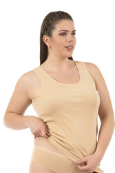 Özkan 0111-bb Kadın %100 Pamuklu Ribana Esnek Rahat Biyeli Kalın Askılı Büyük Beden Örme Atlet - Thumbnail