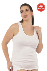 Özkan 0111-bb Kadın %100 Pamuklu Ribana Esnek Rahat Biyeli Kalın Askılı Büyük Beden Örme Atlet - Thumbnail