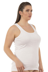 Özkan 0111-bb Kadın %100 Pamuklu Ribana Esnek Rahat Biyeli Kalın Askılı Büyük Beden Örme Atlet - Thumbnail