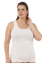 Özkan 0111-bb Kadın %100 Pamuklu Ribana Esnek Rahat Biyeli Kalın Askılı Büyük Beden Örme Atlet - Thumbnail