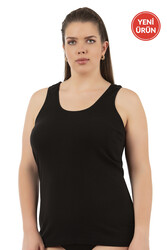 Özkan 0111-bb Kadın %100 Pamuklu Ribana Esnek Rahat Biyeli Kalın Askılı Büyük Beden Örme Atlet - Thumbnail