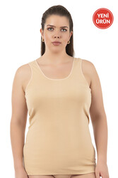 Özkan 0111-bb Kadın %100 Pamuklu Ribana Esnek Rahat Biyeli Kalın Askılı Büyük Beden Örme Atlet - Thumbnail