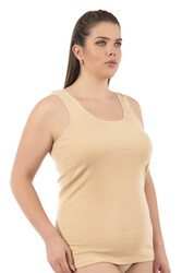 Özkan 0111-bb Kadın %100 Pamuklu Ribana Esnek Rahat Biyeli Kalın Askılı Büyük Beden Örme Atlet - Thumbnail